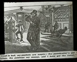 Ticket Prints: Man standing in the street outside the public house & pawnbr