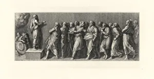 Toga Prints: A man in a toga speaking in front of a crowd