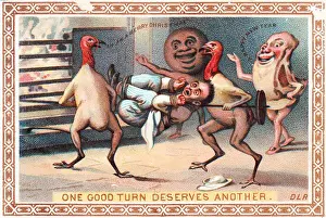 Joint Prints: Man trussed up on a Christmas and New Year card