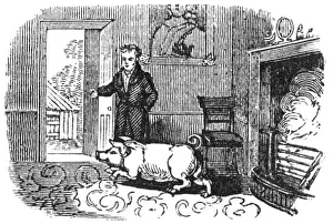 May17 Prints: Man ushering a pig out of his house, c. 1800