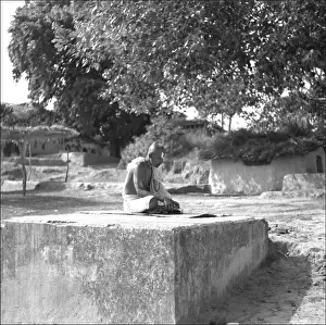 Ganges Prints: Man at Varanasi, River Ganges, India