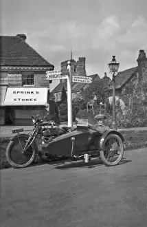 Waiting Prints: Man waiting in sidecar on a Sussex road