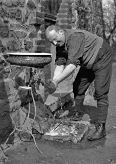 Shirtsleeves Prints: Man washing hands after gardening