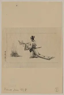 Man wearing a sokutai, a long ceremonial robe, offering bran