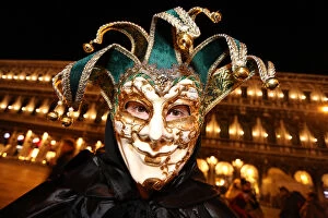 Images Dated 7th February 2013: Man wearing Venice Carnival Jester Costume
