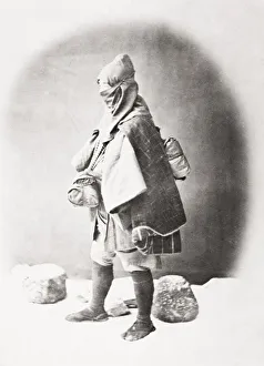 Man in winter costume, clothing, Japan