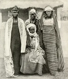 Nigeria Prints: Man with two wives, Lokoja, Nigeria, West Africa