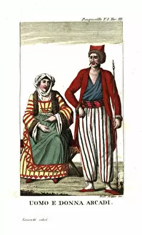 Peloponnese Collection: Man and woman of Arcadia, the Peloponnese, Greece
