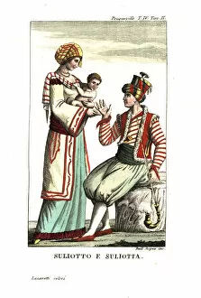 Albanian Collection: Man, woman and child of Souli, Orthodox Christian
