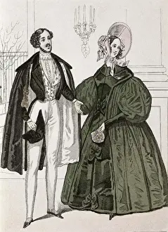Sociales Prints: Man and woman dressed in the fashion of the first