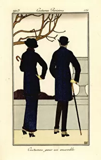 Man and woman in fashionable suits, 1913
