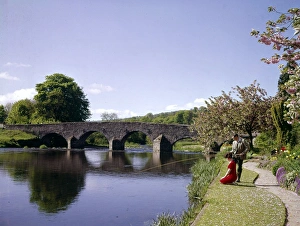 Angling Gallery: Man and woman fishing, Bickleigh, Devon