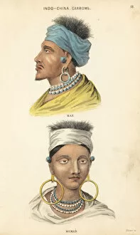 Assam Collection: Man and woman of the Garrow people, Indo-Chinese