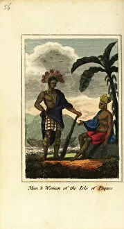 Geographical Collection: Man and woman of the Isle of Paques or Easter Island, 1818