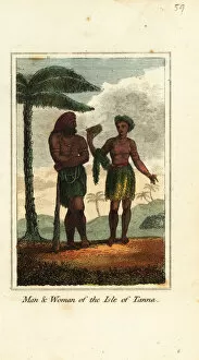 Images Dated 25th March 2020: Man and woman of the Isle of Tanna, Vanuatu, 1818