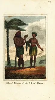 Images Dated 25th March 2020: Man and woman of the Isle of Tanna, Vanuatu, 1818
