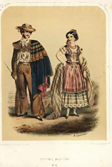 Images Dated 23rd January 2019: Man and woman in Mexican national costumes