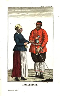 Man and woman of Norway in traditional costume Man and woman of Norway in traditional costume