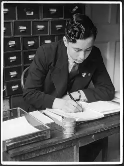 Clerical Prints: Man Writing in Ledger