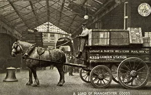 Transporting Collection: Manchester Goods on horse cart, LNWR Goods Depot, Camden