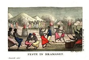 Senegal Prints: Mandinka people dancing to drums in a festival