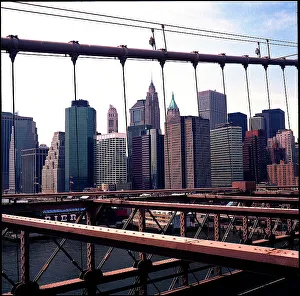 Manhattan Prints: Manhattan buildings veiwed from Brooklyn Bridge