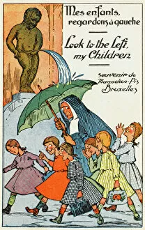 Post Card Collection: Manneken Pis Postcard Album - Nun and Children