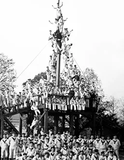Manning the Mast, Royal Navy, early 1900s
