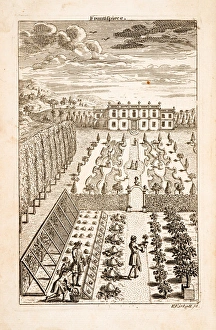 Images Dated 16th June 2014: Manor or country house garden, with workers
