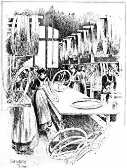 Manufacture of Dunlop tyres, 1896: inflating the tubes