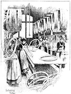 Inflated Prints: Manufacture of Dunlop tyres, 1896: inflating the tubes