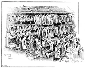 Pneumatic Prints: Manufacture of Dunlop tyres, 1896: inserting the wires