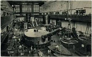 Crane Prints: Manufacture of Naval Artillery - Krupp Works, Essen, Germany