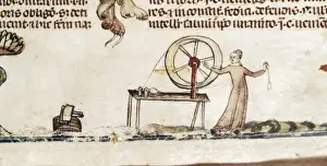 Distaff Prints: Manuscript Royal 10 E. (14th c. ). Distaff. Gothic