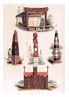 Anthropology Collection: Five Maori Tombs - New Zealand