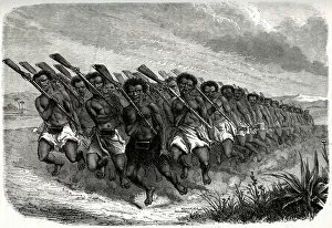 Maoris Collection: Maori War-Dance, First Taranaki War, March 1860 - March 1861