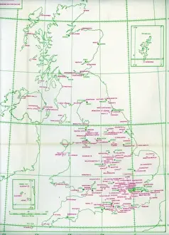 Aerodromes Prints: Map of aerodromes listed in the United Kingdom