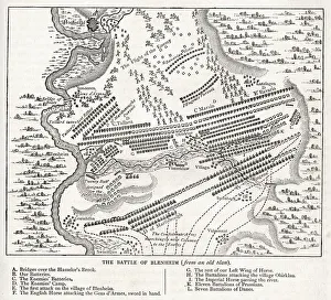 Alliance Prints: Map of the Battle of Blenheim (or Blindheim), Hochstadt, Germany, 13 August 1704