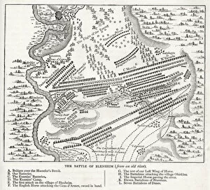 Map of the Battle of Blenheim (or Blindheim), Hochstadt, Germany, 13 August 1704