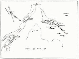 Aboukir Gallery: Map, Battle of the Nile (Battle of Aboukir Bay), Egypt, a naval battle between