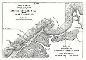 Aboukir Gallery: Map of the Battle of the Nile, and Battle of Alexandria