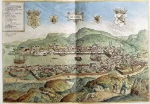 Panorama Gallery: Map of Bergen in 16th c. Engraving. FRANCE. Paris
