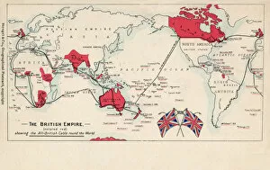 Zealand Collection: Map of British Empire showing international cable