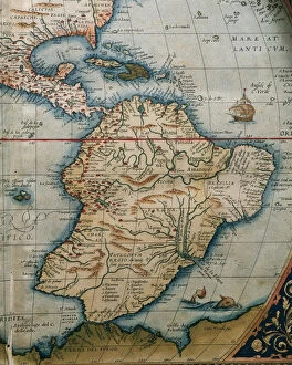 Flemish Gallery: Map of Central and South America. Theatrum Orbis Terrarum by