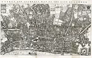 Cartography Collection: Map of the City of London by John Ogilby 1676. Ogilby (also Ogelby
