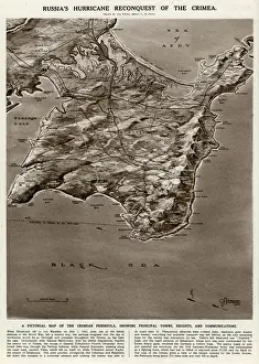 Heights Prints: Map of the Crimean peninsula by G. H. Davis