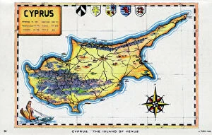 Images Dated 8th September 2020: Map of Cyprus - The Island of Venus