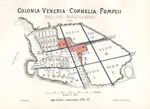 Belles Prints: Map of the excavations of Pompeii, 1874-1881