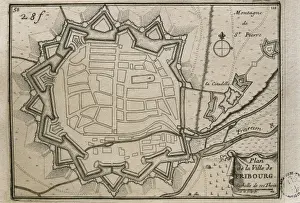 Map of Freiburg im Breisgau (17th c. ). Engraving