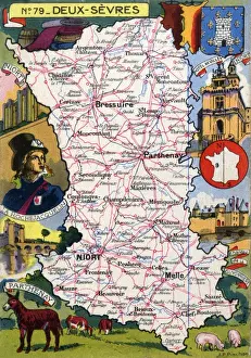 Chateau Prints: Map of the French Department of Deux-Sevres - No. 79